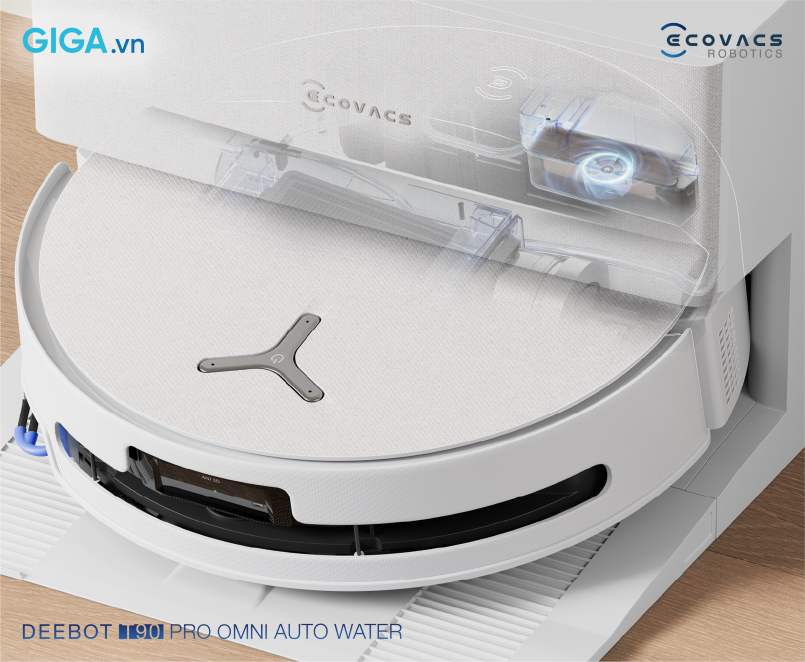 Deebot T90 Pro Omni Auto Water tự động làm sạch hộp chứa nước thải trên Deebot