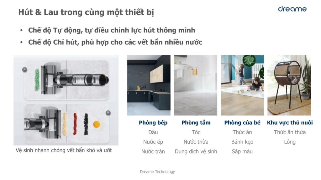 Đặc điểm máy hút bụi lau sàn khô & ướt cầm tay không dây thông minh Dreame H12 Pro