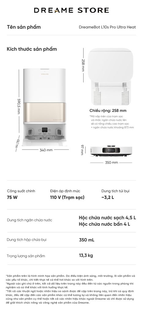 Dreame L10s Pro Ultra Heat - thông số kỹ thuật