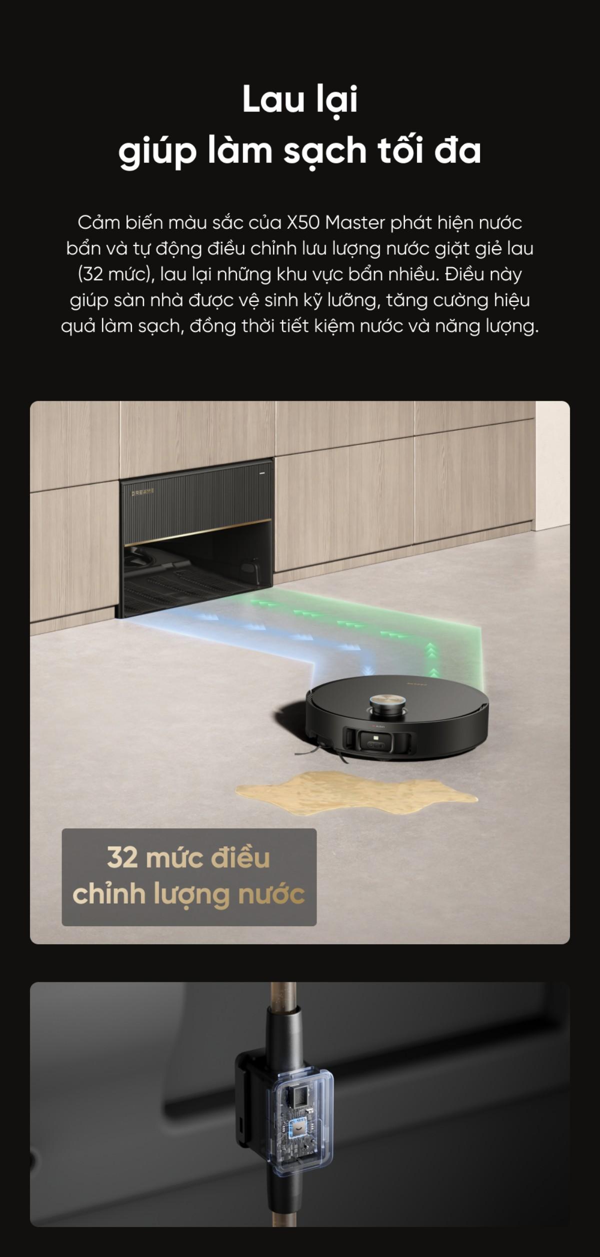 Dreame X50 Master giúp làm sạch tối đa với 32 mức điều chỉnh
