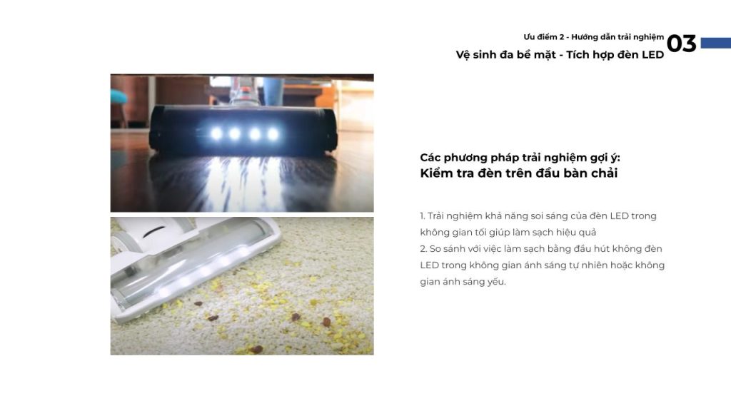 Đèn LED trên máy hút bụi cầm tay không dây Dreame R10 Pro