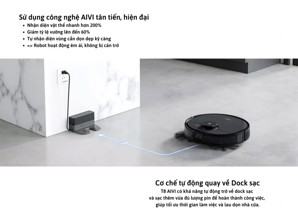 Robot h&uacute;t bụi Ecovacs Deebot Ozmo T8 AIVI Plus
