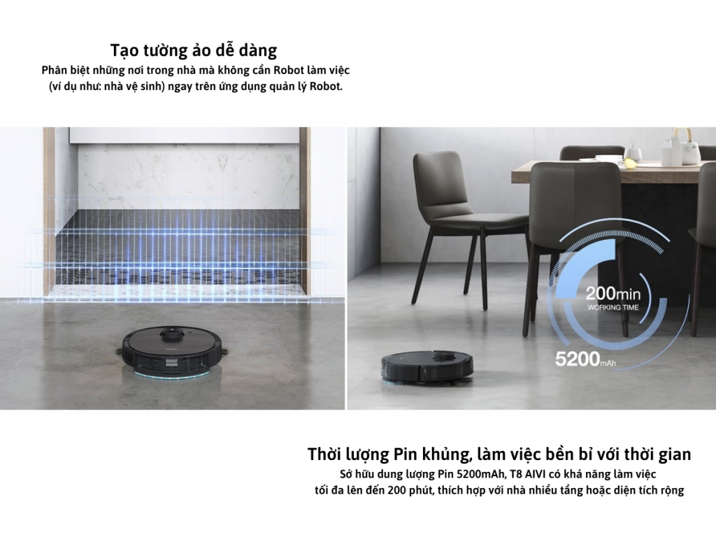 Robot h&uacute;t bụi Ecovacs Deebot Ozmo T8 AIVI Plus