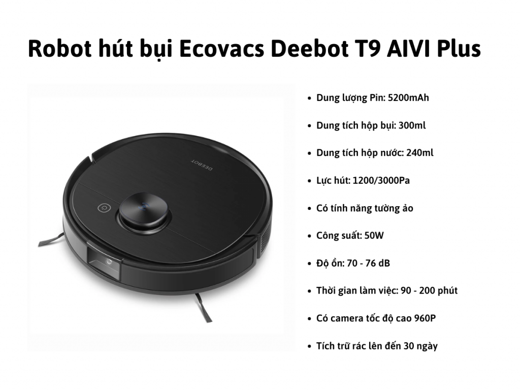 Th&ocirc;ng số kỹ thuật của Ecovacs Deebot T9 AIVI Plus 