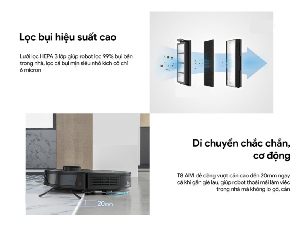 Robot hút bụi lau nhà thông minh Ecovacs Deebot T8 AIVI