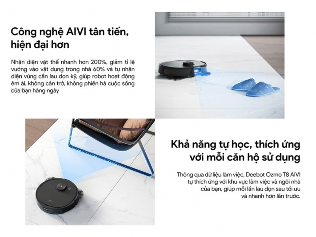 Robot hút bụi lau nhà thông minh Ecovacs Deebot T8 AIVI