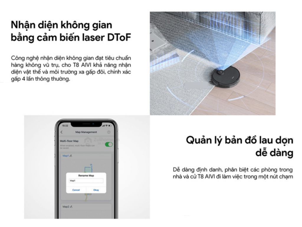 Robot hút bụi lau nhà thông minh Ecovacs Deebot T8 AIVI