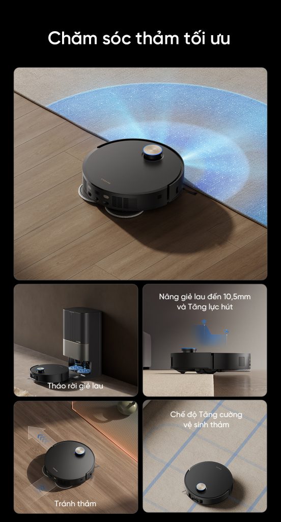 Robot hút bụi lau nhà Dreame X50 Ultra OmniDirt chăm sóc thảm tối ưu