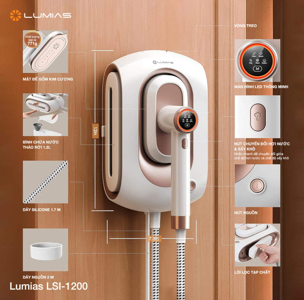 Mặt đế LSI-1200 sử dụng gốm kim cương, ủi được nhiều loại vải