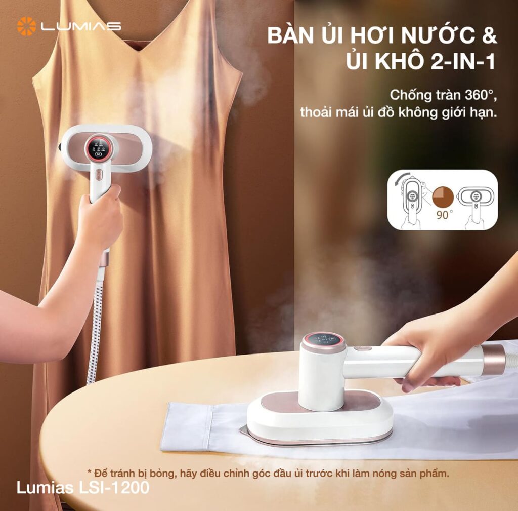 Bàn là hơi nước LSI-1200 có thiết kế chống tràn 360°, thoải mái ủi đồ