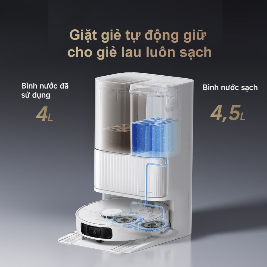 Hệ thống giặt giẻ tự động trong Robot hút bụi lau nhà Dreame D20 Ultra