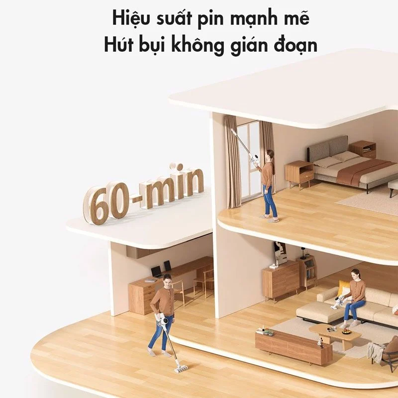 Máy hút bụi cầm tay không dây Dreame R10 có hiệu suất pin mạnh mẽ