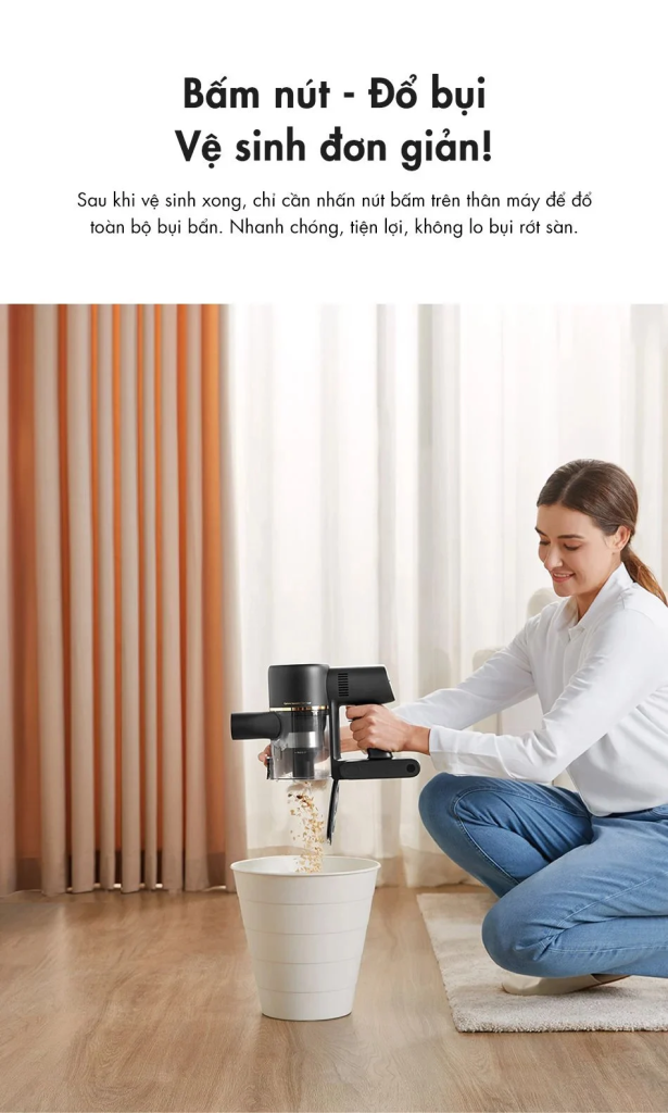 Máy hút bụi cầm tay không dây Dreame R10 Pro vệ sinh đơn giản