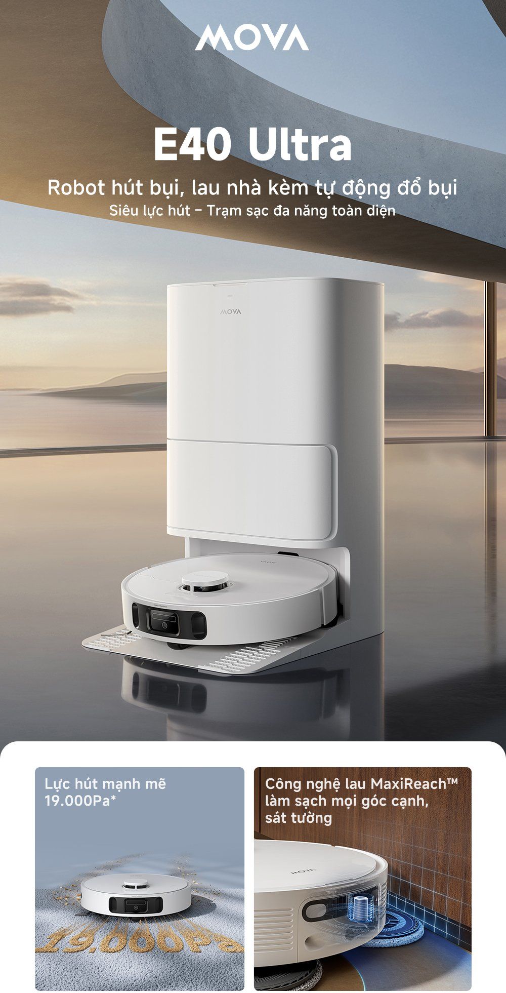 Robot hút bụi lau nhà thông minh MOVA E40 Ultra