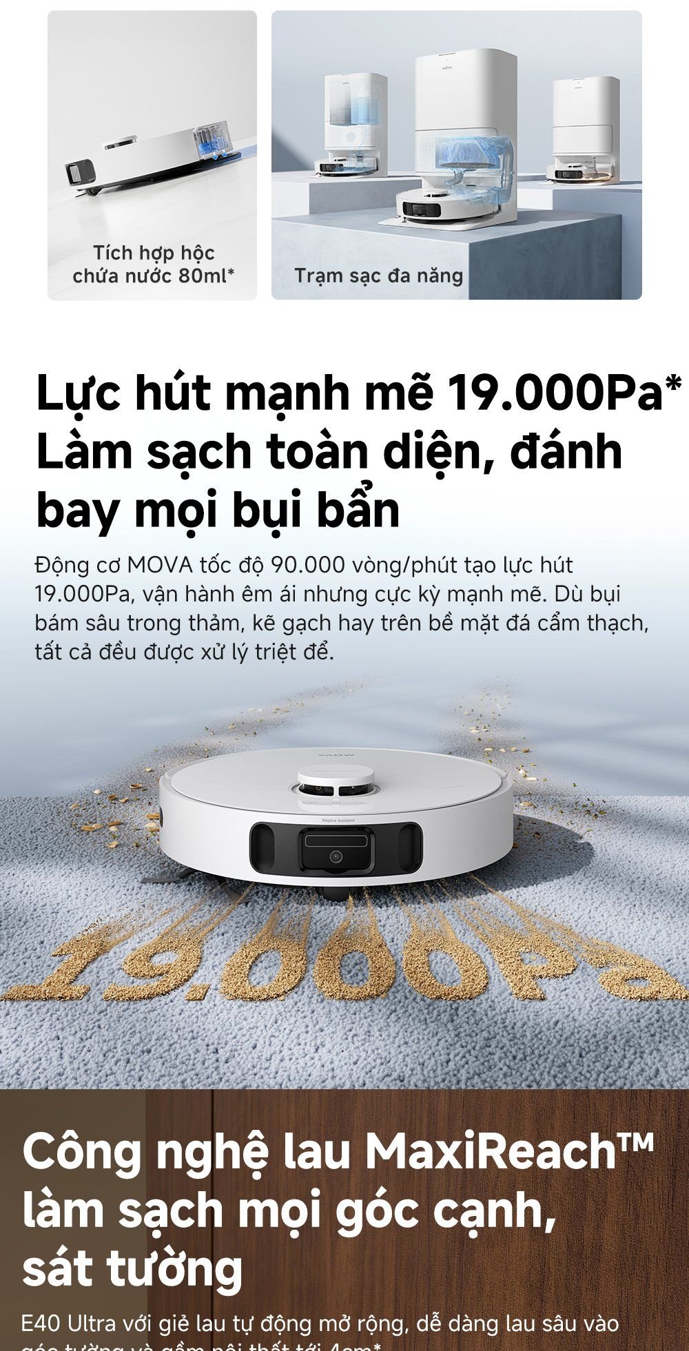 Robot hút bụi lau nhà thông minh MOVA E40 Ultra