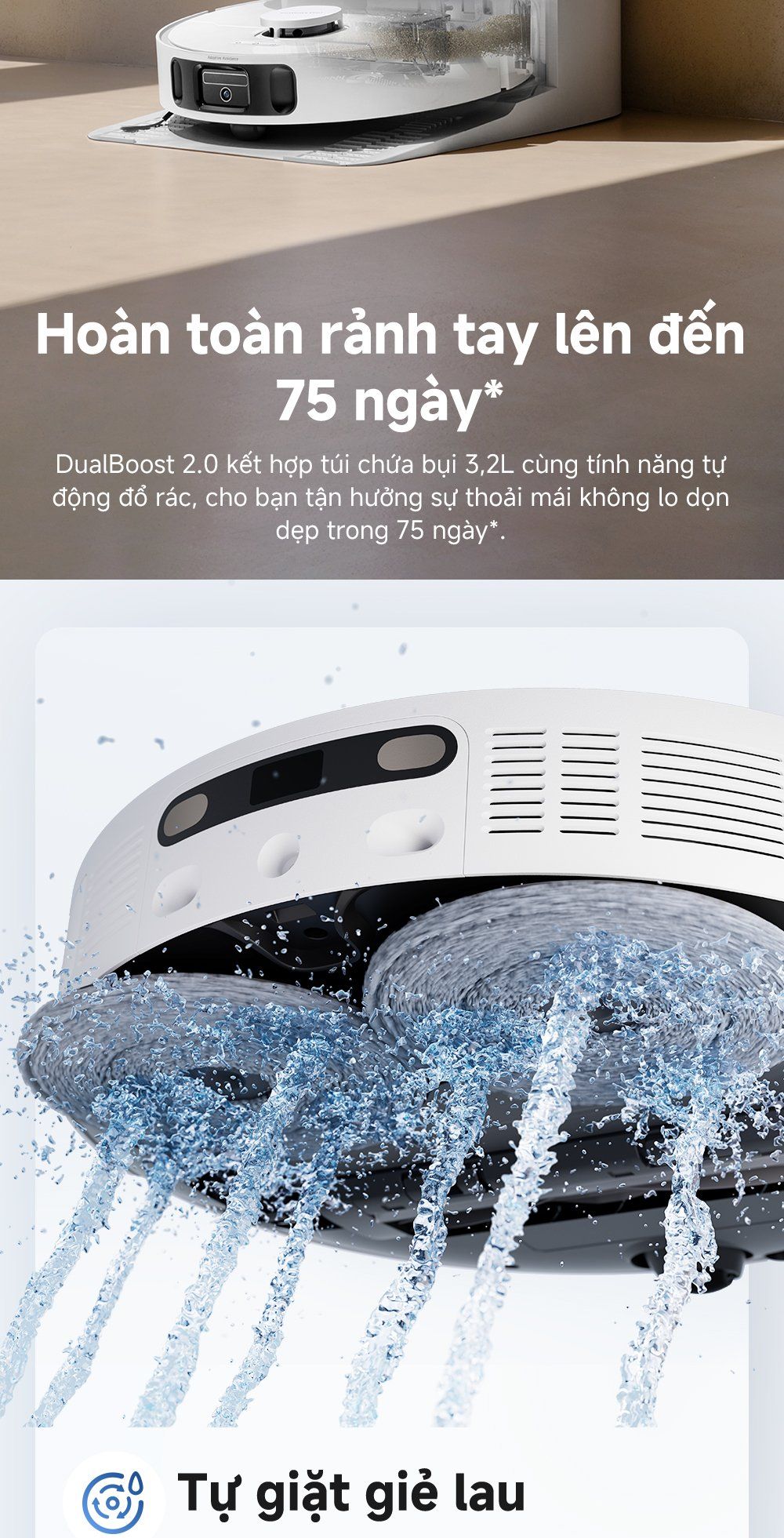 Robot hút bụi lau nhà thông minh MOVA E40 Ultra tự động đổ bụi 75 ngày