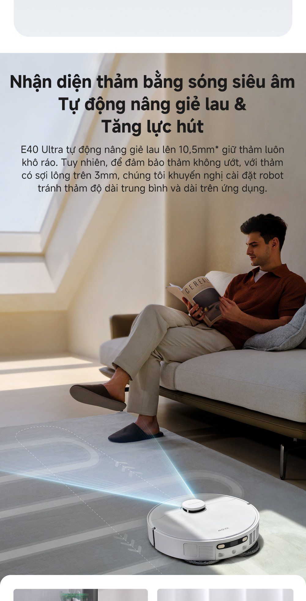 Robot hút bụi lau nhà thông minh MOVA E40 Ultra điều khiển bằng giọng nói