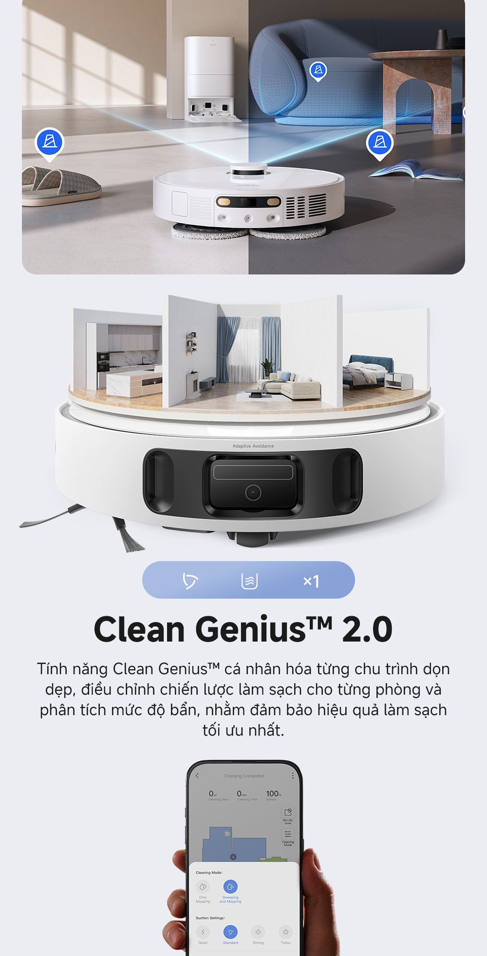 Robot hút bụi lau nhà thông minh MOVA E40 Ultra cleangenius 2.0