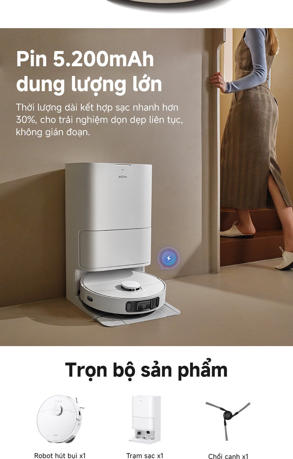 Robot hút bụi lau nhà thông minh MOVA E40 Ultra trọn bộ sản phẩm