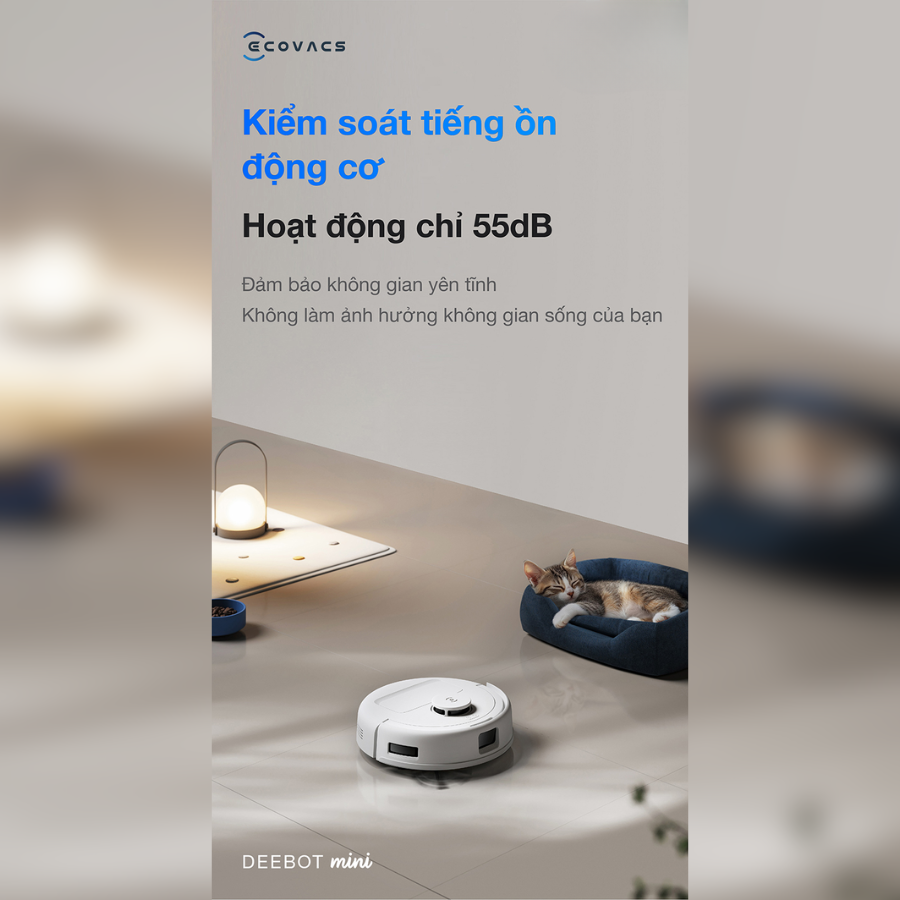 Ecovacs deebot mini kiểm so&aacute;t tiếng ồn hiệu quả