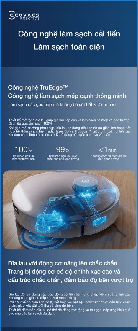Công Nghệ Lau Cạnh TruEdge™: Làm Sạch Sát Mép < 1mm