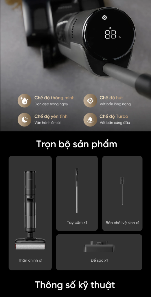Máy hút bụi lau nhà khô và ướt Dreame H12 FlexReach chế độ làm việc linh hoạt