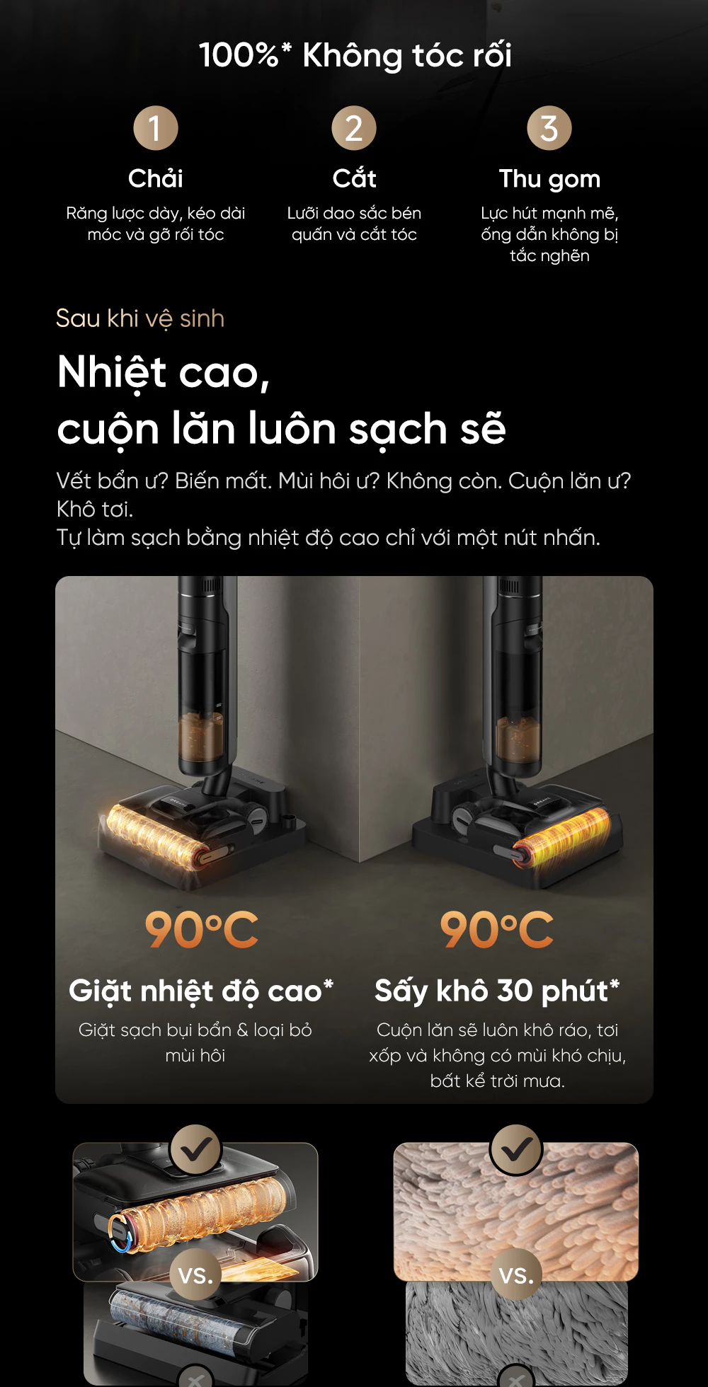 Máy hút bụi lau nhà khô và ướt Dreame H12 FlexReach sấy và giặt cuộn lăn