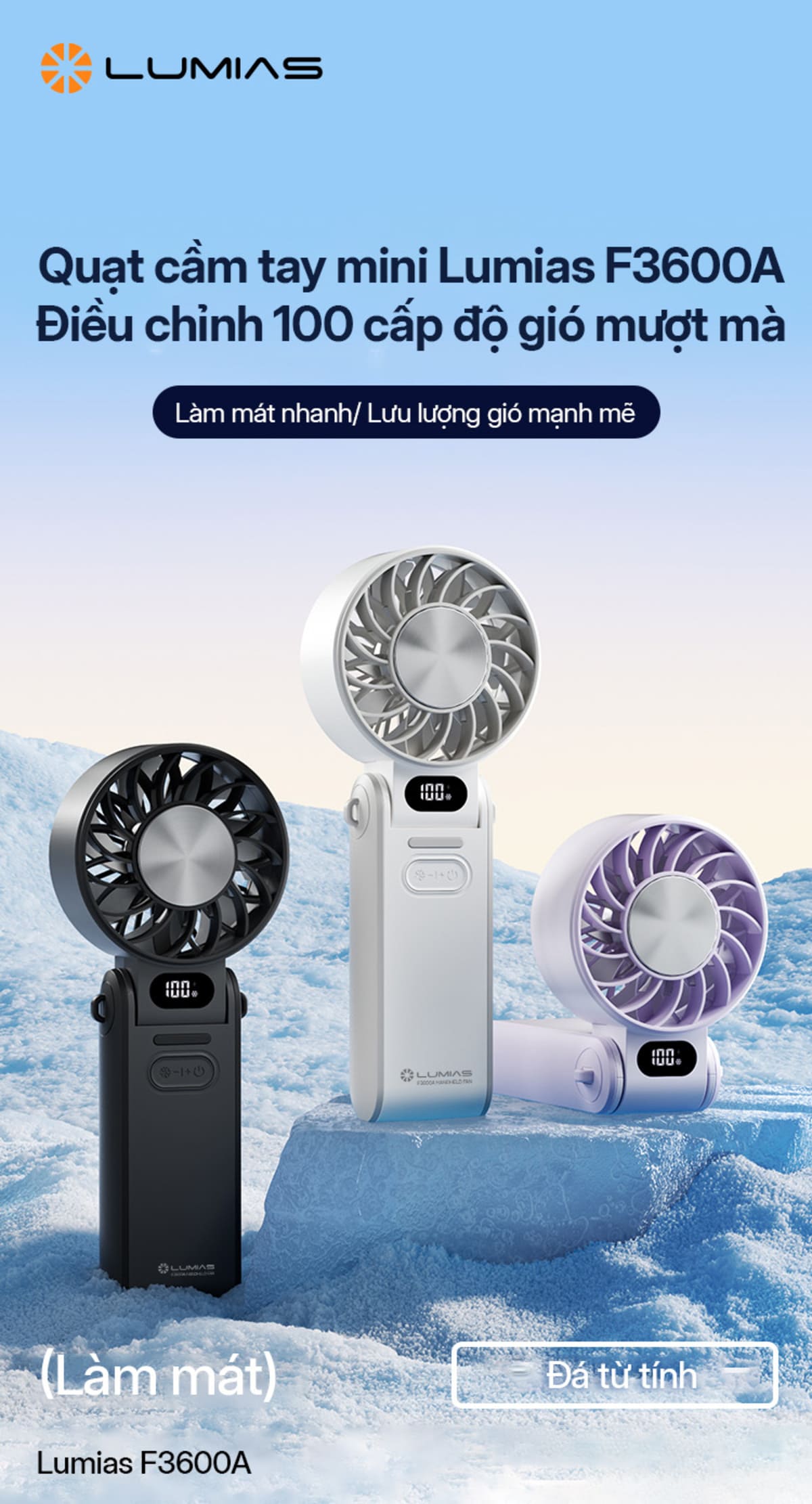 Quạt cầm tay mini Lumias F3600A cho làn gió mát mẻ