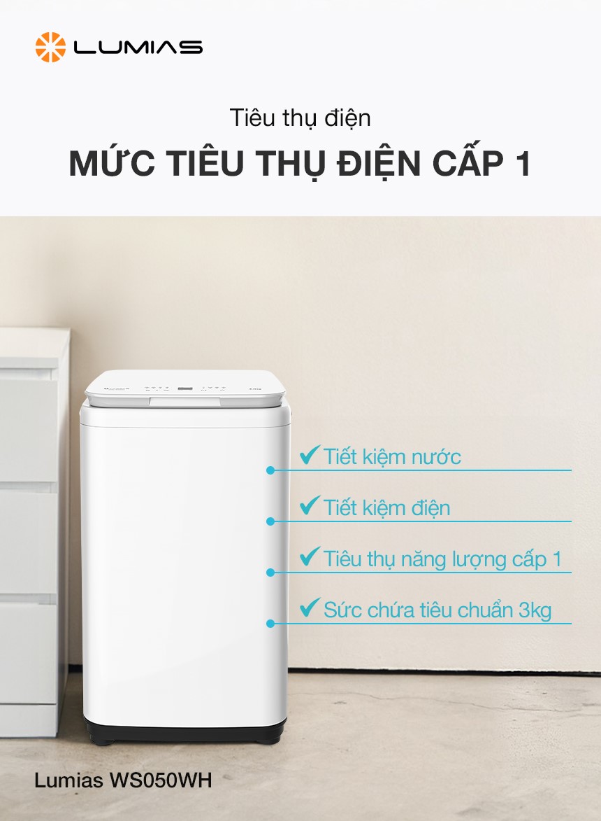 Lumias WS050WH giúp giảm thiểu chi phí điện nước cho gia đình bạn