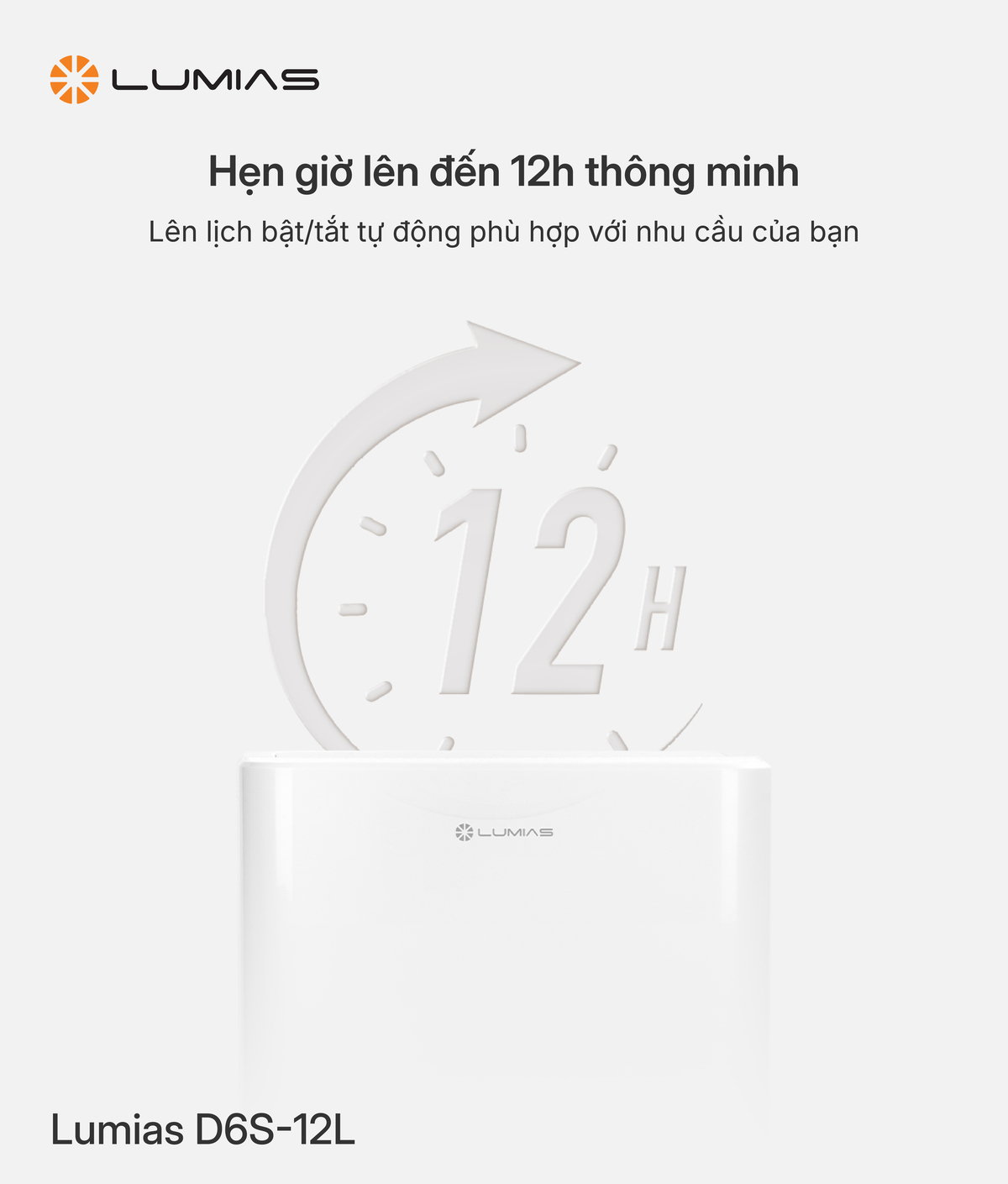 Máy hút ẩm 12L Lumias D6S-12L hẹn giờ thông minh lến đến 12h