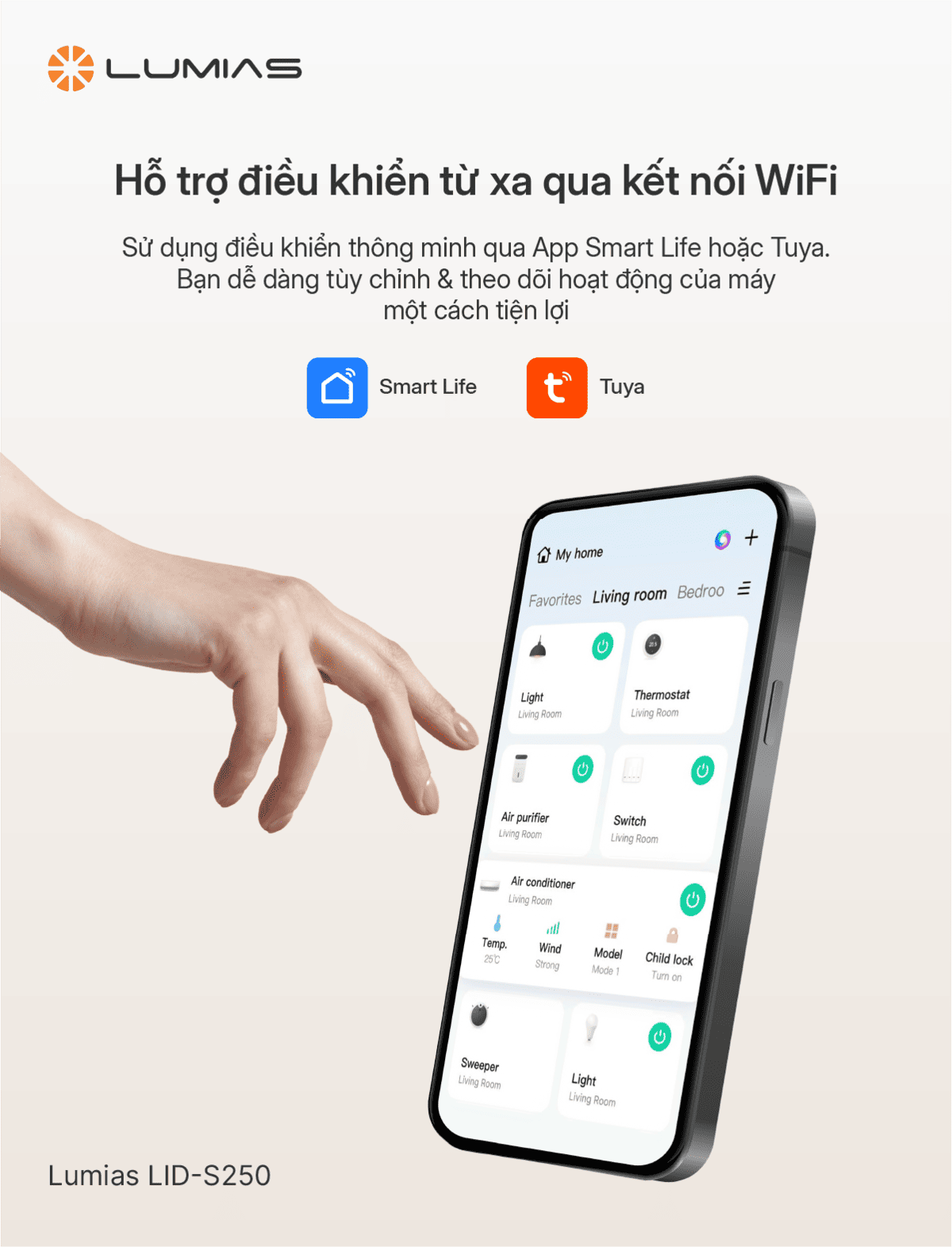 LID-S250 hỗ trợ điều khiển từ xa qua kết nối WiFi