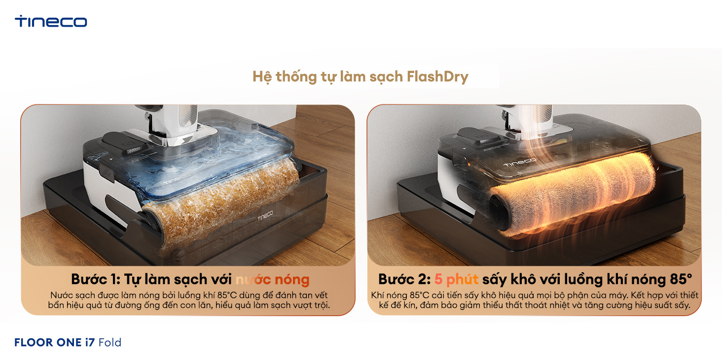Tineco Floor One i7 Fold hệ thống FlashDry