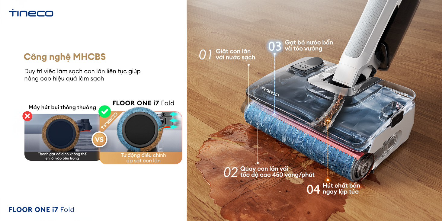 Tineco Floor One i7 Fold c&ocirc;ng nghệ MHCBS