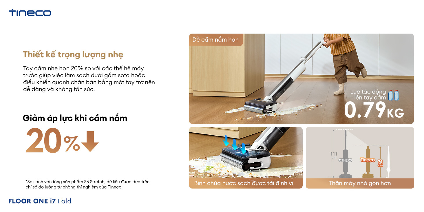 Tineco Floor One i7 Fold trọng lượng nhẹ