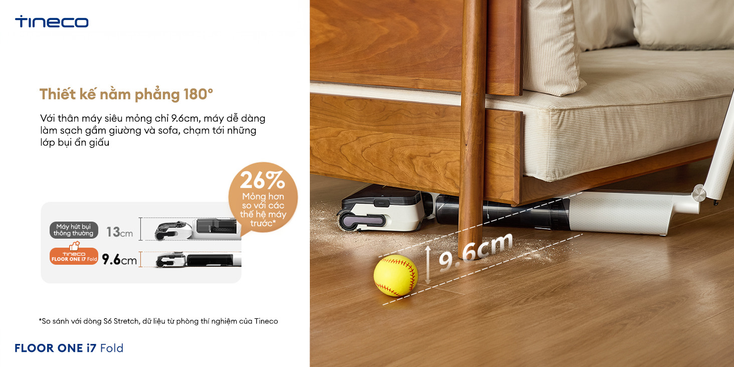 Tineco Floor One i7 Fold thiết kế gập phẳng