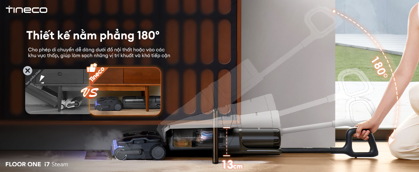 Tineco Floor One i7 Steam thiết kế gập phẳng