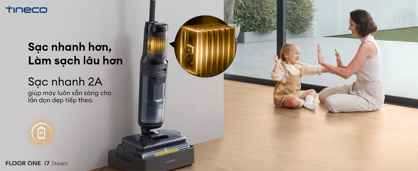 Tineco Floor One i7 Steam sạc nhanh
