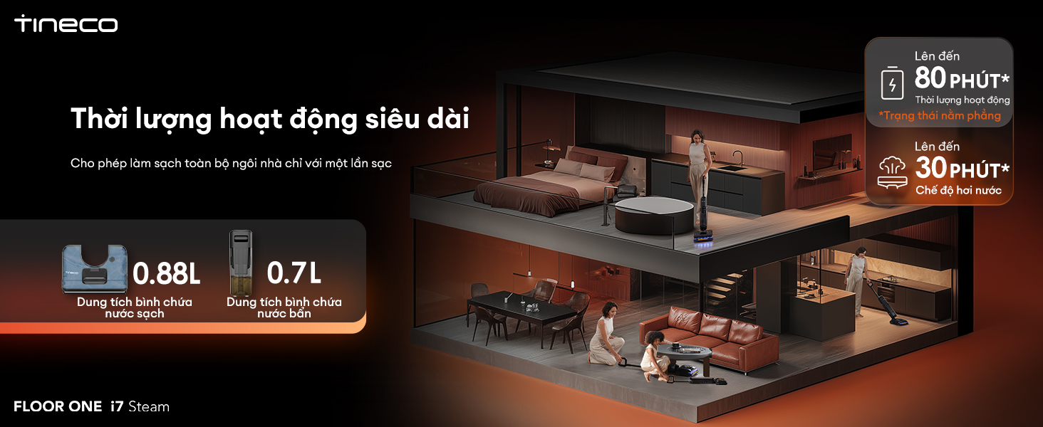 Tineco Floor One i7 Steam hoạt động bền bỉ