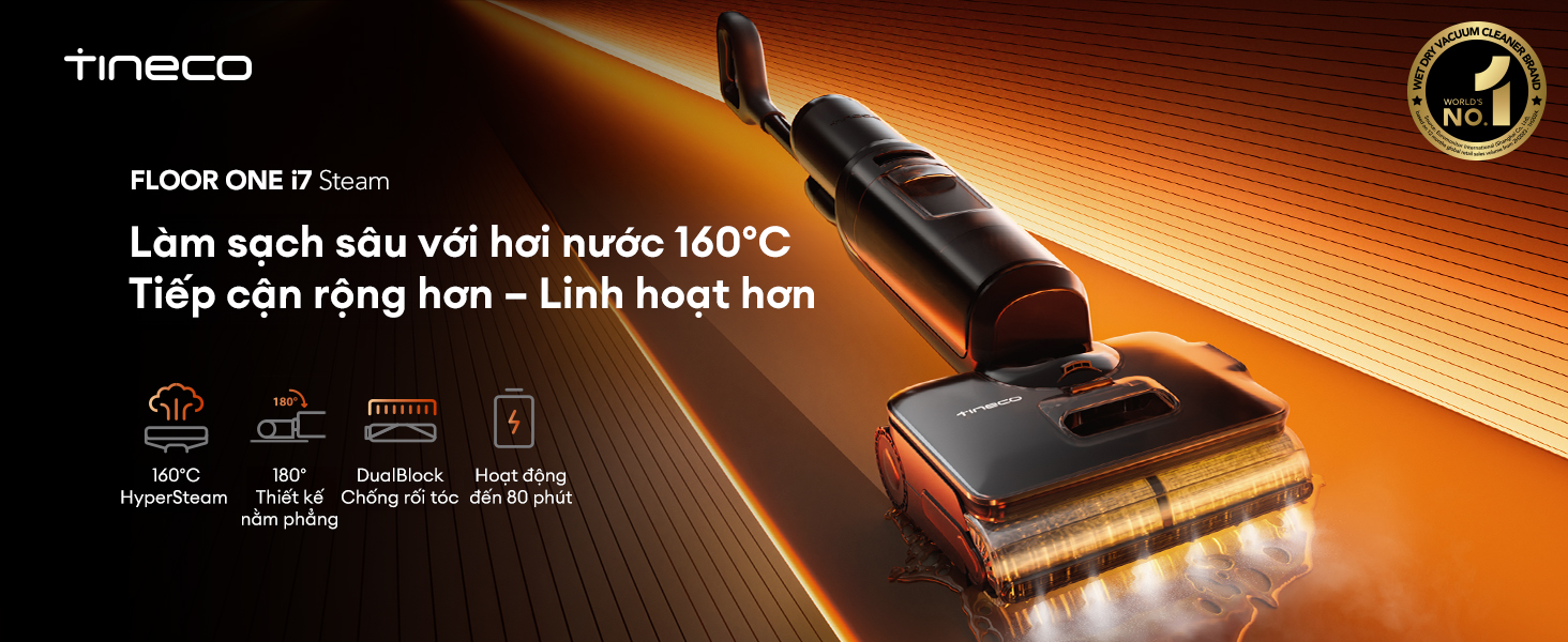 Tineco Floor One i7 Steam lau bằng hơi nước 160 độ