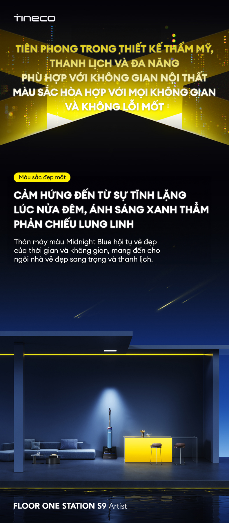 Tineco Floor One Station S9 Artist c&ocirc;ng nghệ đ&egrave;n LED