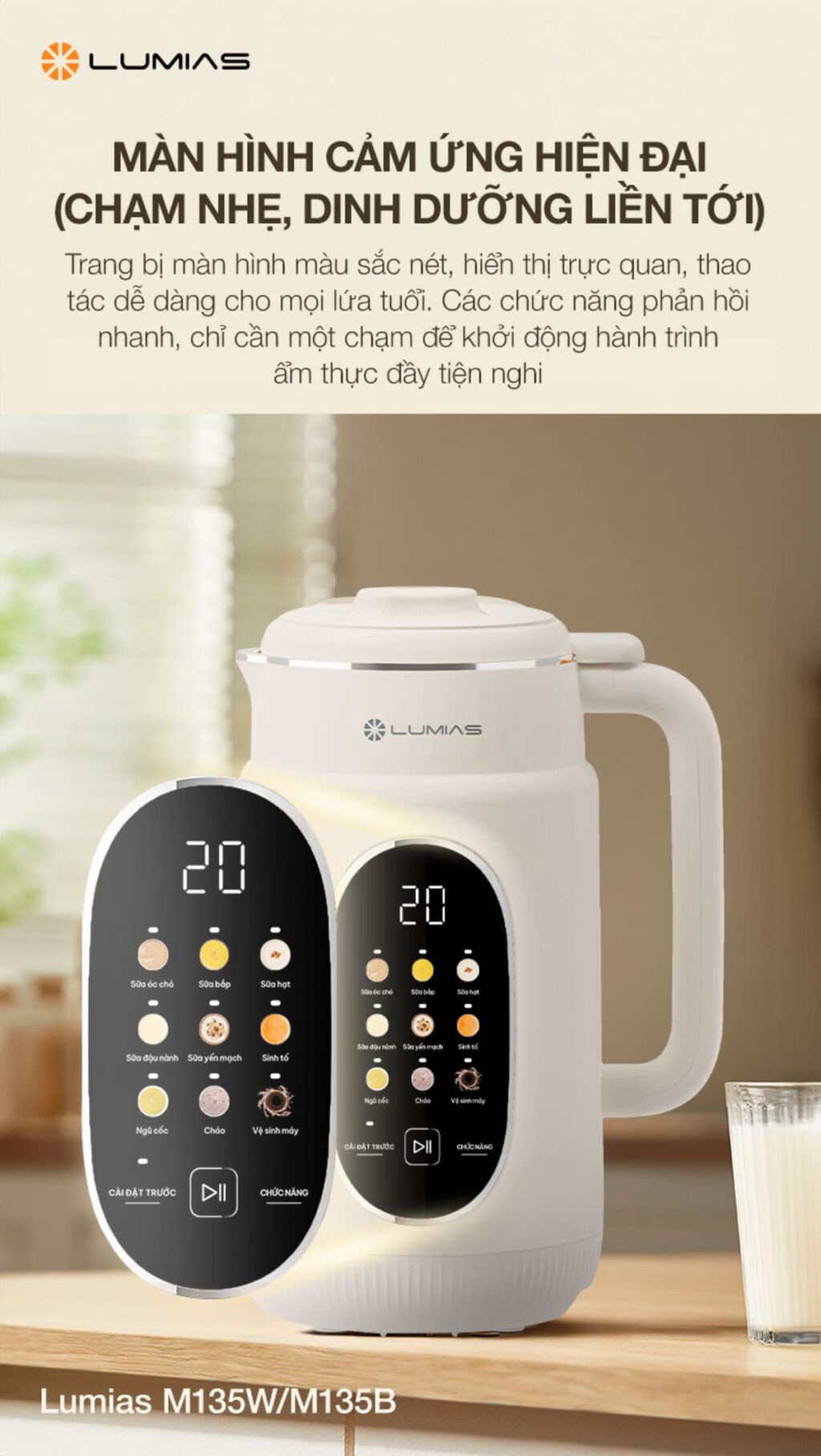 Máy làm sữa hạt 1.35L Lumias đa dạng chương trình cài đặt sẵn 