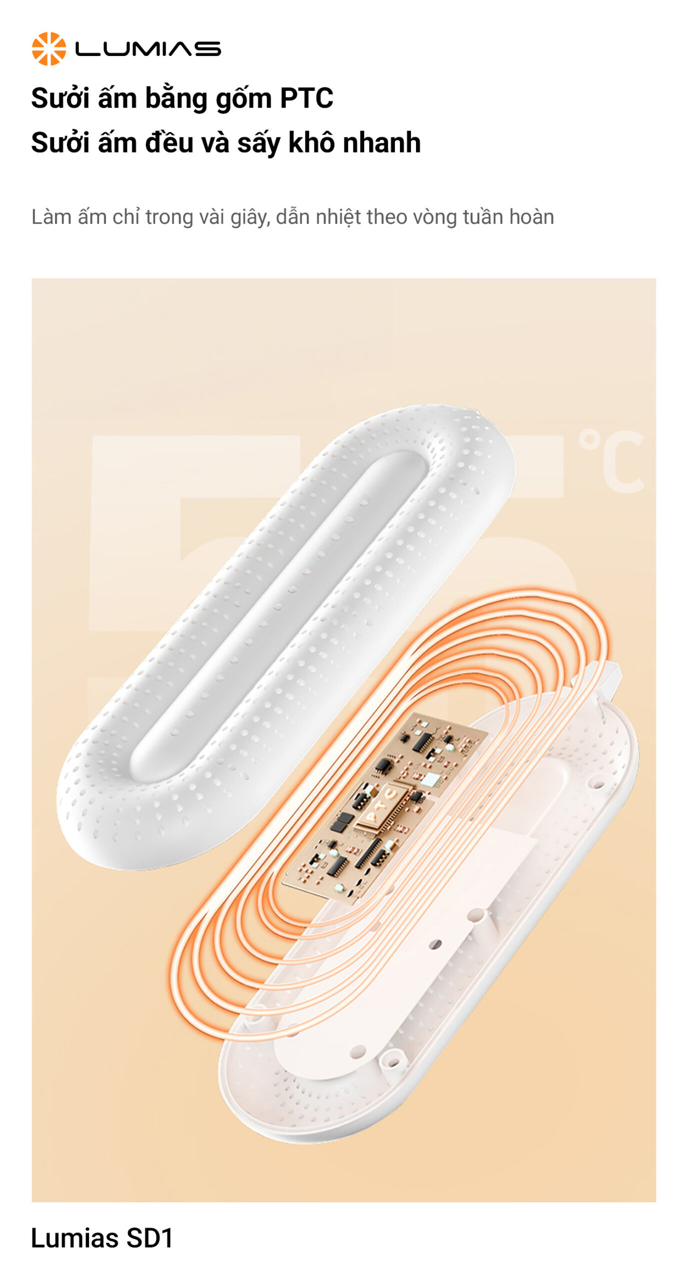 Máy sấy giày SD1 sưởi ấm bằng gốm PTC