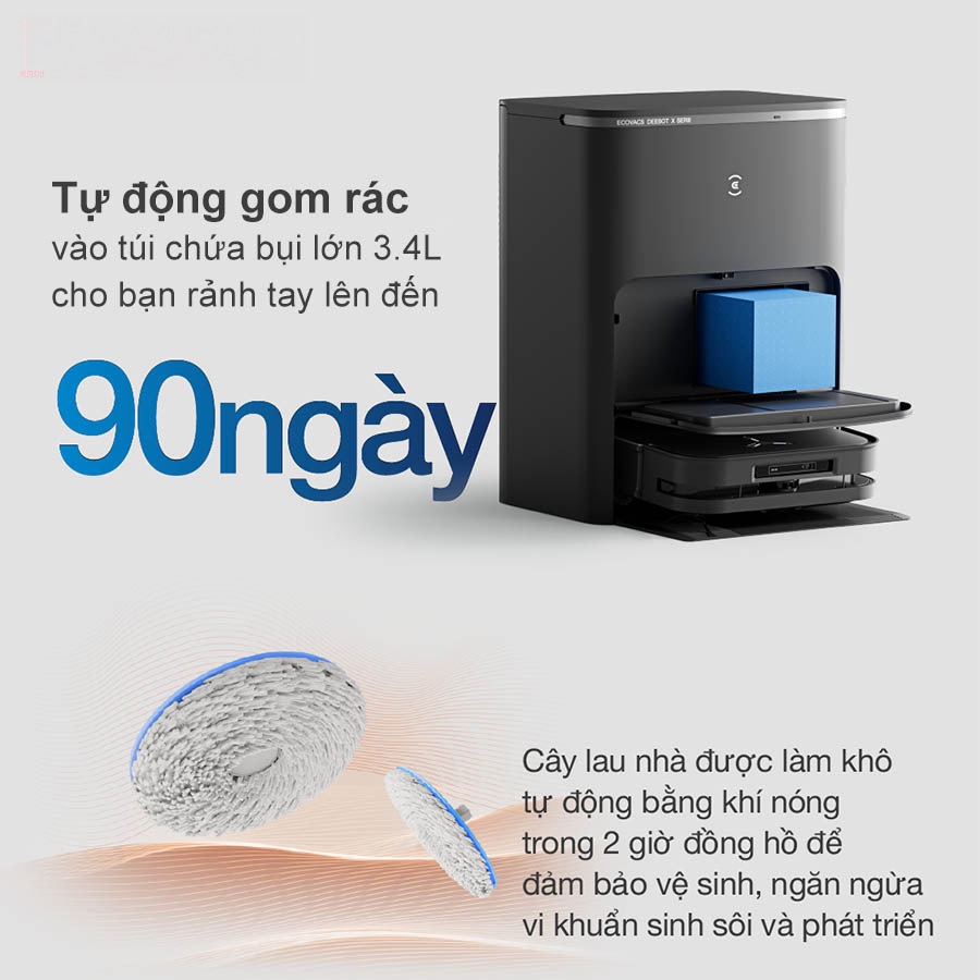 Robot hút bụi lau nhà Ecovacs Deebot X5 Pro Omni (Trắng/ Đen) - Ảnh 12