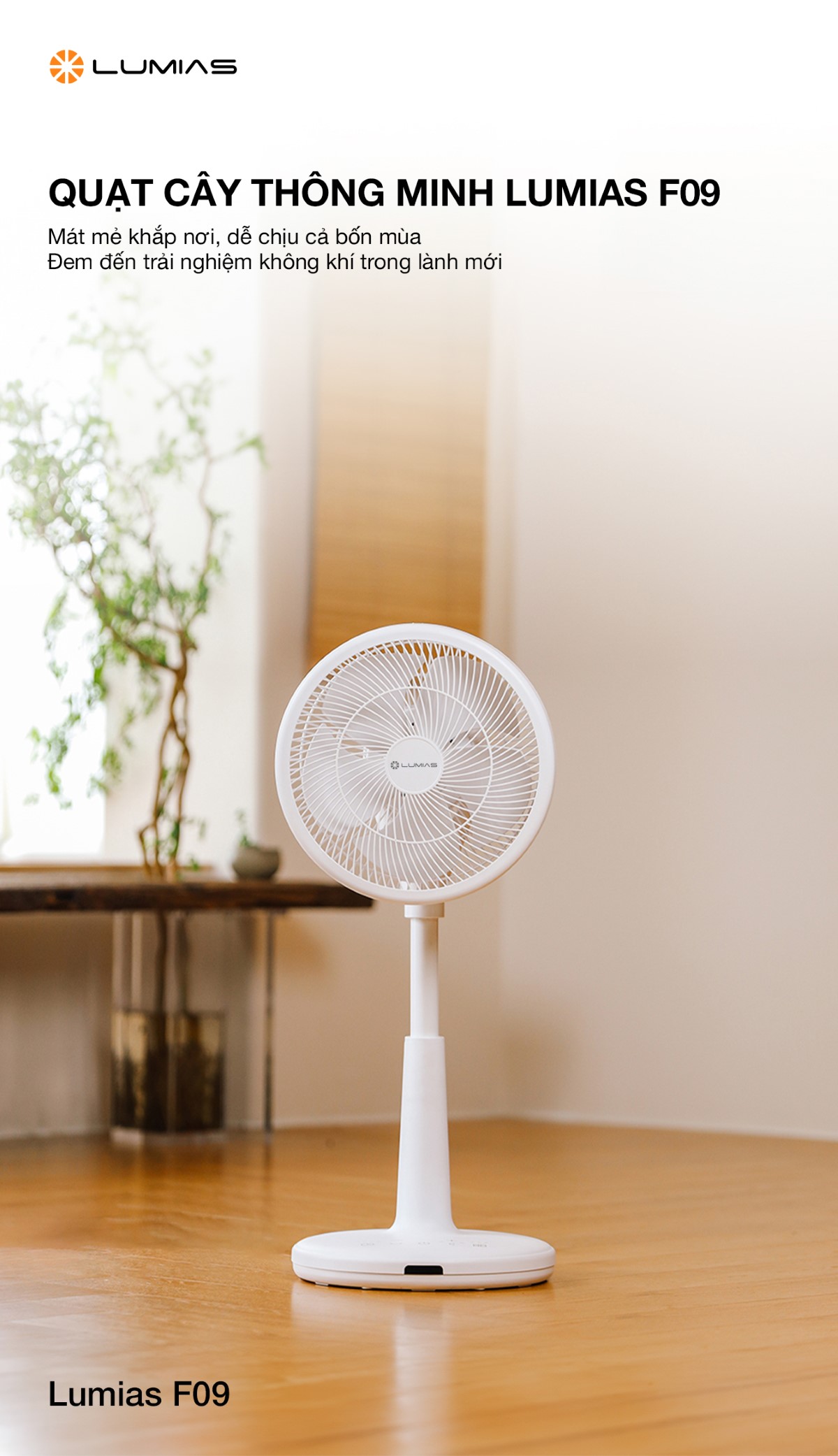 Quạt cây thông minh Lumias F09 chính hãng mang đến trải nghiệm không khí mát mẻ và trong lành
