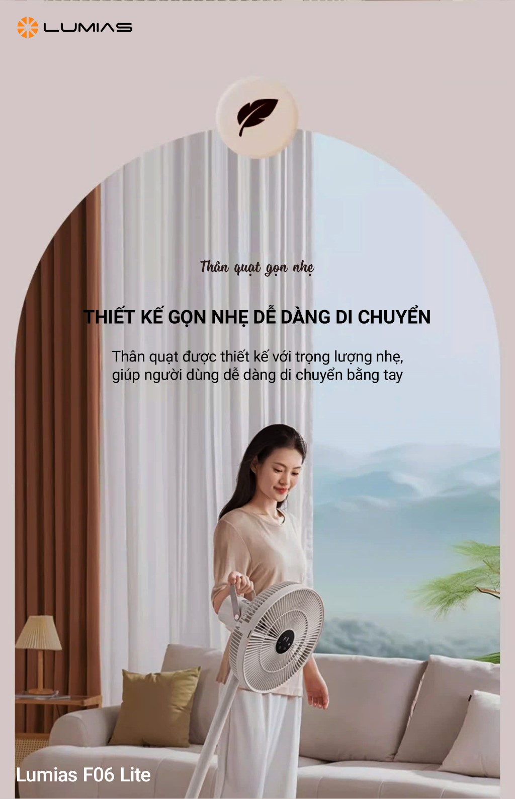 Quạt đứng có thể gấp gọn F06 Lite thiết kế gọn nhẹ