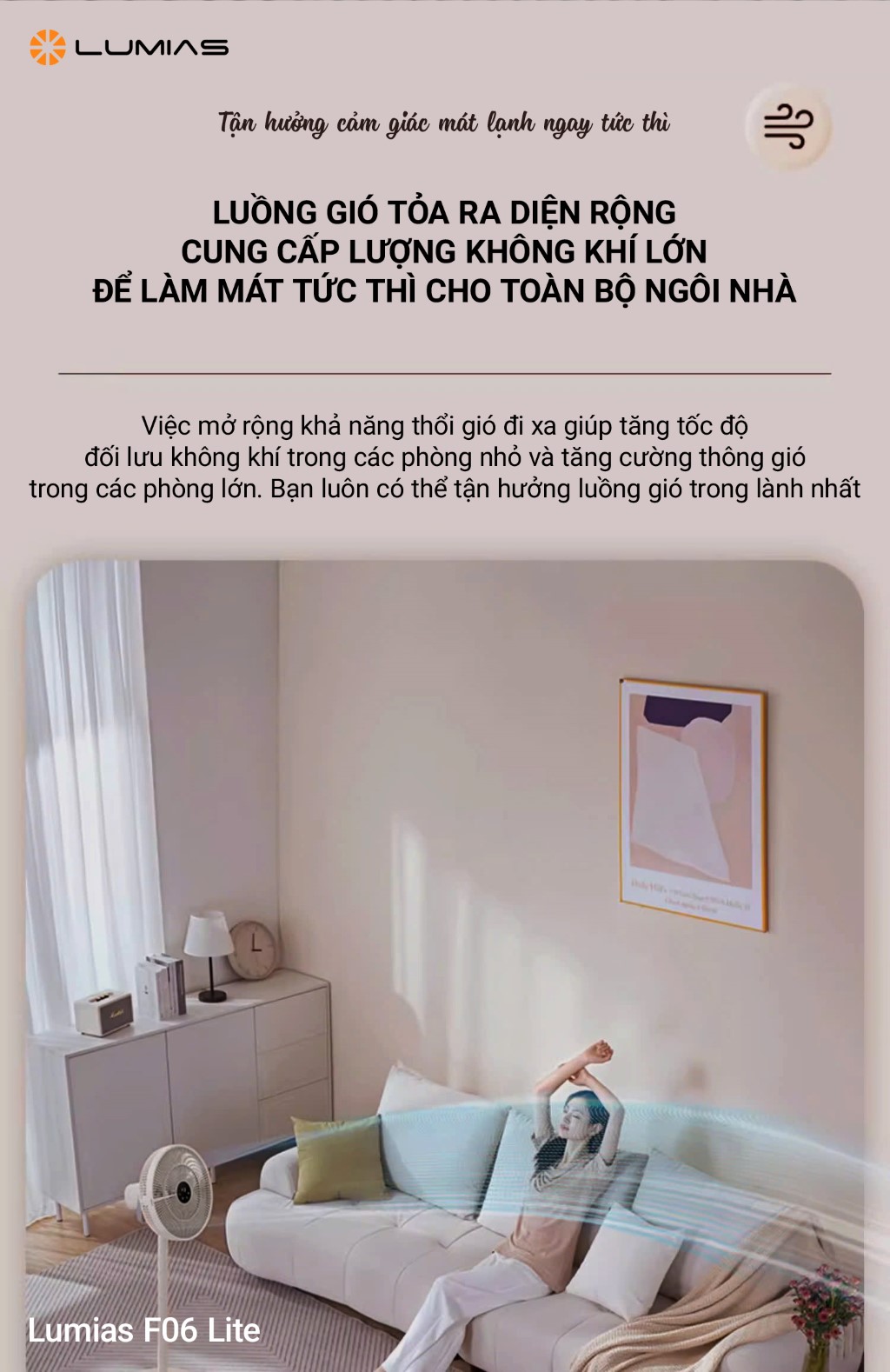 Quạt đứng có thể gấp gọn Lumias F06 Lite làm mát tức thì