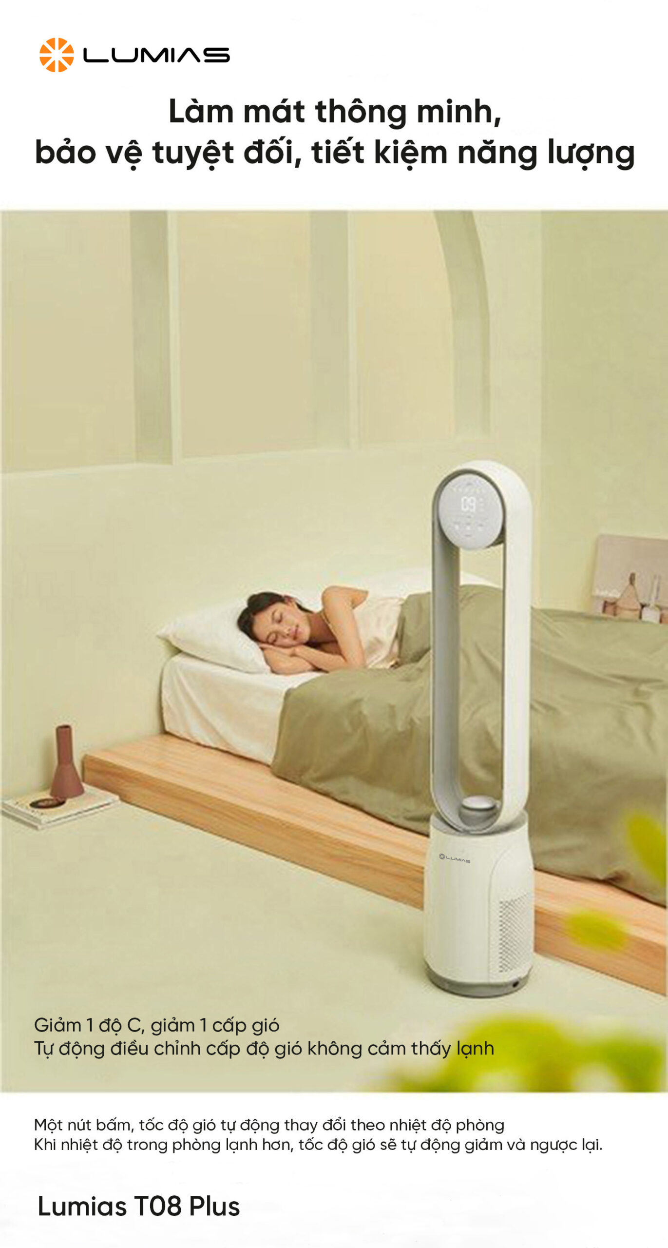 Quạt không cánh T08 Plus làm mát thông minh, bảo vệ sức khỏe