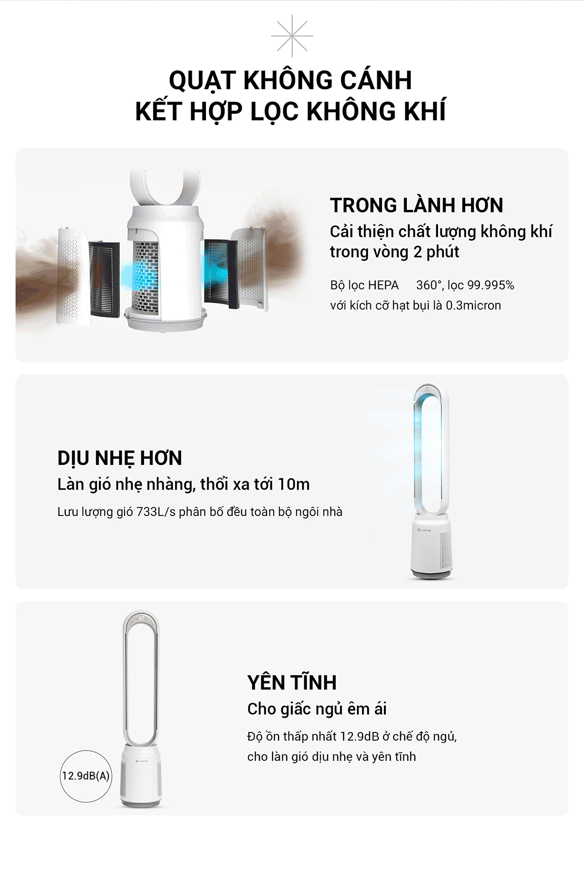 Quạt Lumias T08 Pro kết hợp lọc không khí