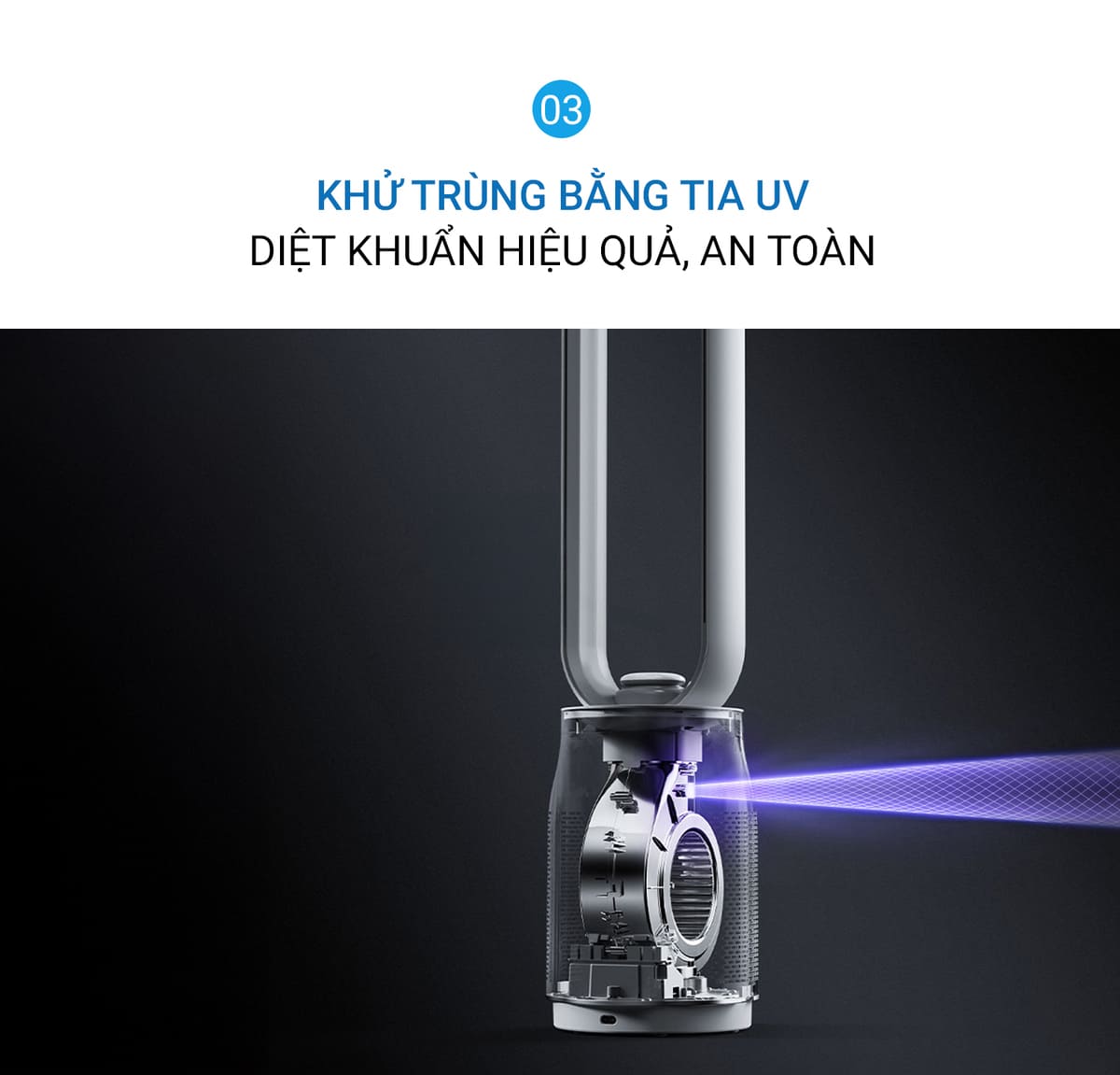 Lumias T08 Pro thổi gió xa, khử khuẩn bằng tia UV