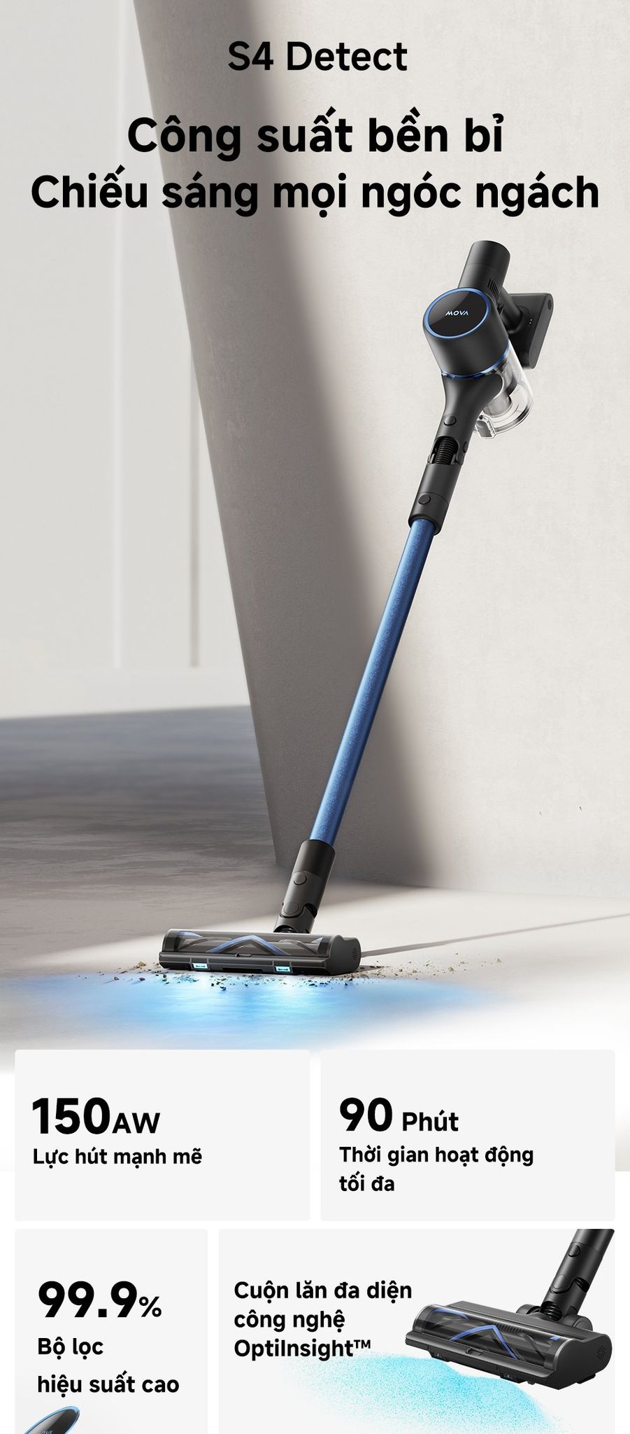 Máy hút bụi không dây MOVA S4 Detect